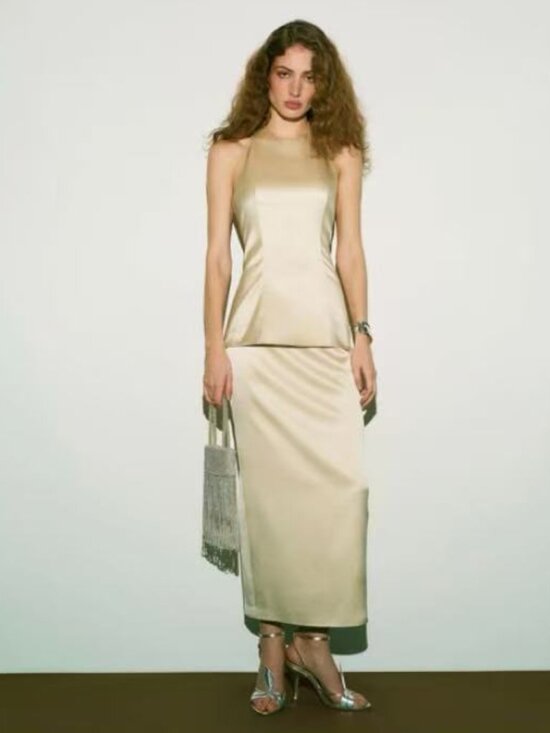 Reformation Dresses & Skirts - Reformation Celine Silk Two Piece Set Almond